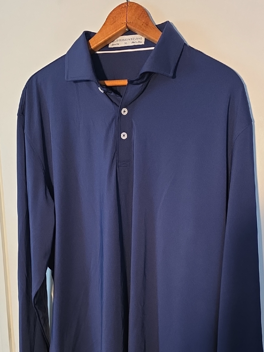 NWOT Holderness + Bourne Long Sleeve Polo XL Navy Blue Perfect Condition